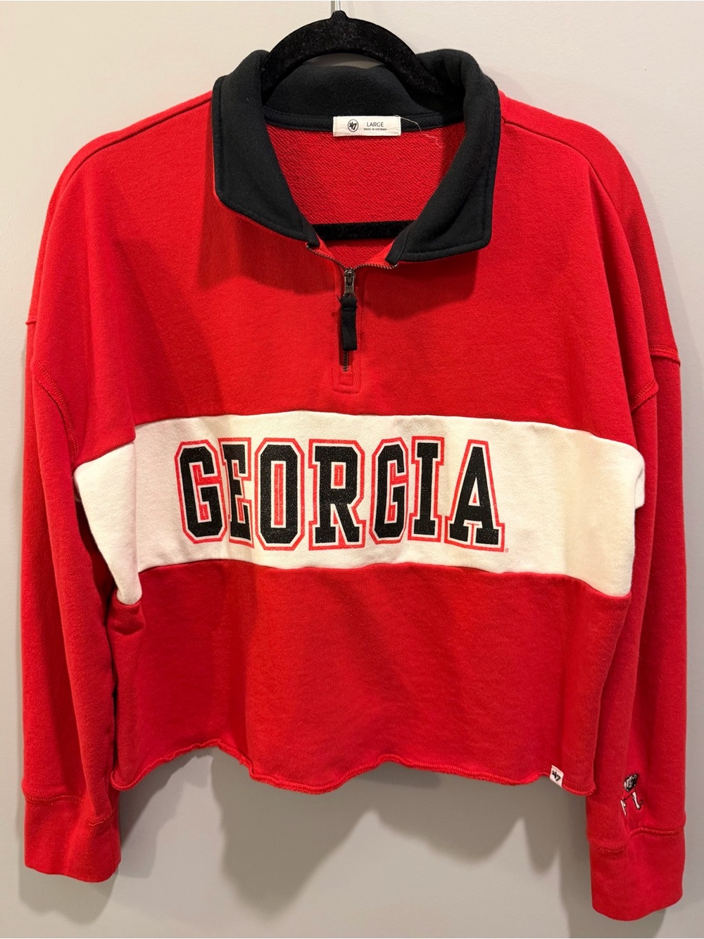 47 Brand University of Georgia Bulldogs Cropped Quarter Zip Red Multi Size L